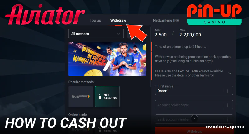 How to withdraw at Pin Up Aviator for Indians